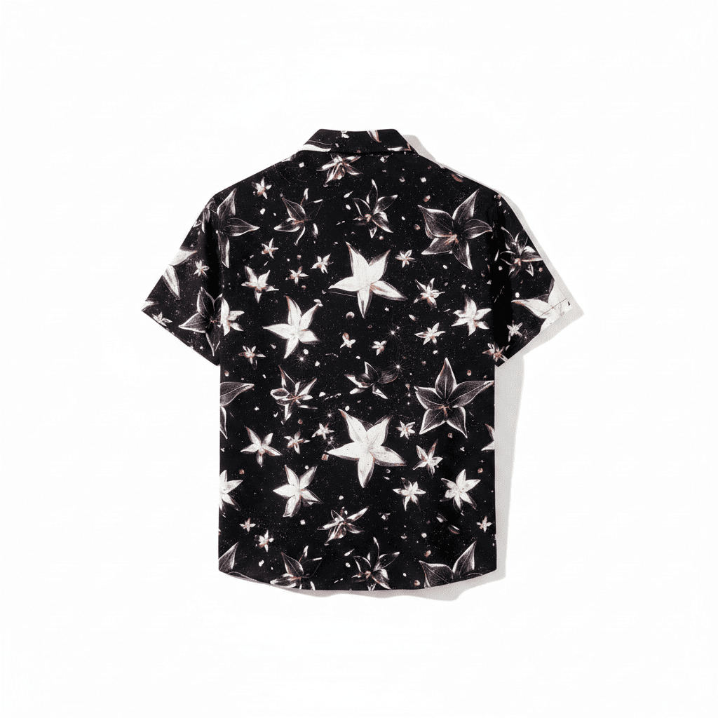 Midnight Star Floral Print Short Sleeve Button-Up Shirt