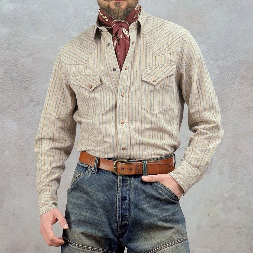 Vintage Stripe Western Long Sleeve Snap Shirt