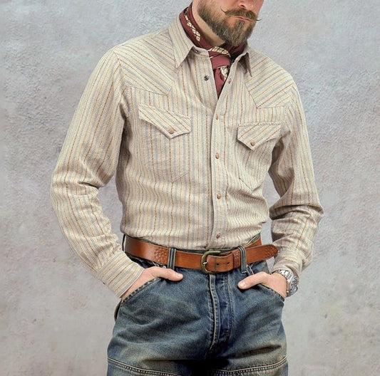 Vintage Stripe Western Long Sleeve Snap Shirt